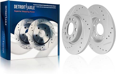 Detroit Axle - Rear Brake Kit for 2015-2017 Chrysler 200, 2014-2022 Jeep Cherokee w/Single Piston Calipers Replacement Drilled & Slotted Disc Brake Rotors Ceramic Brakes Pads: 10.95'' inch Rotor in Saudi Arabia