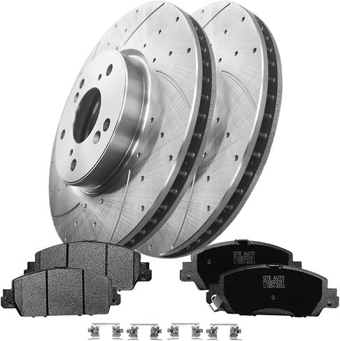 PM Auto Set of 6 Front 293mm Drilled Slotted Brake Rotors-Ceramic Brake Pad Kit Replacement For 2013-2022 Honda Accord in Saudi Arabia