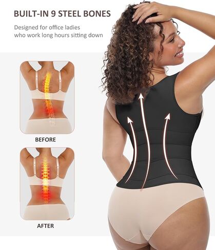 FeelinGirl Waist Trainer for Women Latex Waist Trainers Vest Plus Size Waist Cincher Corset 3 Belts Hooks Steel Bones in Kuwait