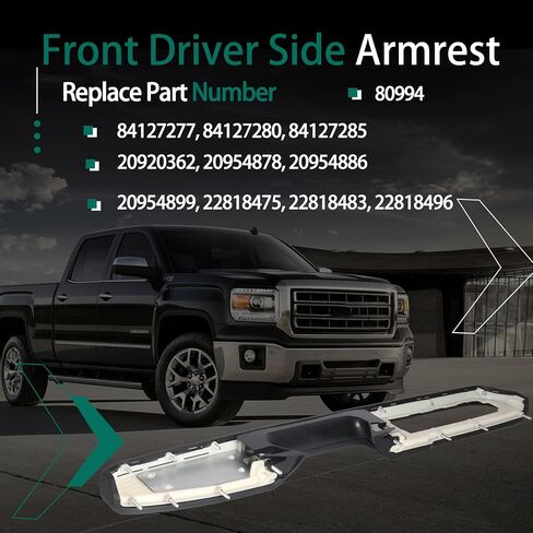 80994 مسند ذراع جانبي للسائق الأمامي مناسب لسيارة Chevy Silverado Suburban Tahoe Avalanche مناسب لـ GMC Sierra Yukon 2010-2014 مجموعة مسند ذراع للباب الأمامي الأيسر باللون الأسود 84127280 in Saudi Arabia