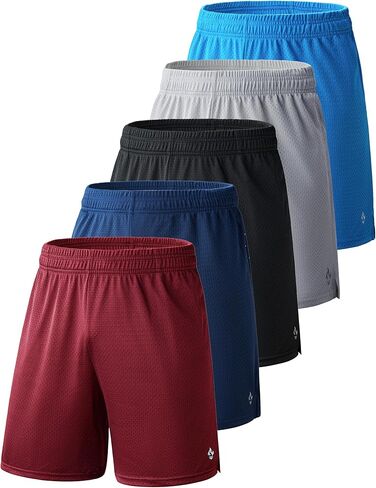 5 Pack Boys Athletic Shorts Mesh Basketball Youth Apparel Kids Sports Active Gear with Pockets in Kuwait