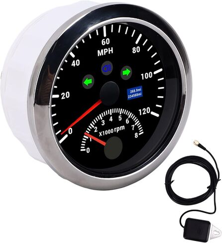 Keenso Digital Speedometer with Tachometer 8000 RPM Overspeed Alarm, 85mm LCD Red Backlight, Wide Application for Vehicles and Boats ((Black CX8191)) in Saudi Arabia