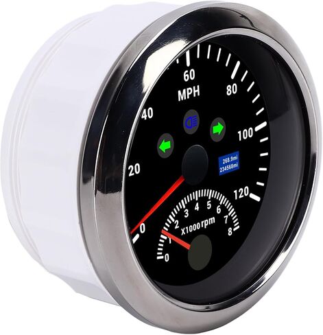Keenso Digital Speedometer with Tachometer 8000 RPM Overspeed Alarm, 85mm LCD Red Backlight, Wide Application for Vehicles and Boats ((Black CX8191)) in Saudi Arabia