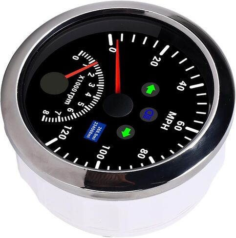 Keenso Digital Speedometer with Tachometer 8000 RPM Overspeed Alarm, 85mm LCD Red Backlight, Wide Application for Vehicles and Boats ((Black CX8191)) in Saudi Arabia