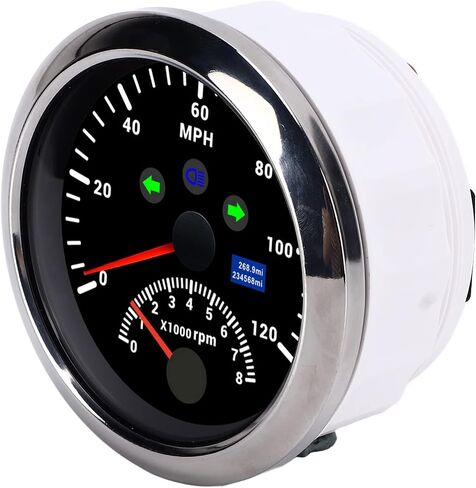 Keenso Digital Speedometer with Tachometer 8000 RPM Overspeed Alarm, 85mm LCD Red Backlight, Wide Application for Vehicles and Boats ((Black CX8191)) in Saudi Arabia