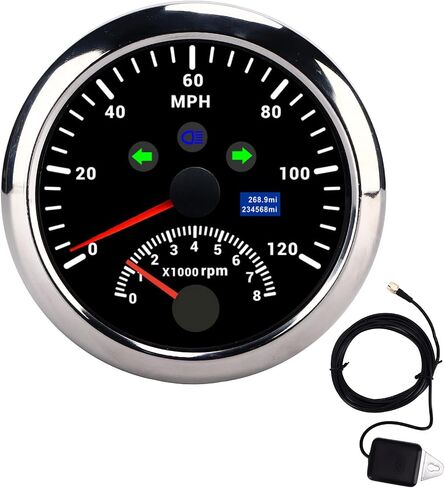 Keenso Digital Speedometer with Tachometer 8000 RPM Overspeed Alarm, 85mm LCD Red Backlight, Wide Application for Vehicles and Boats ((Black CX8191)) in Saudi Arabia
