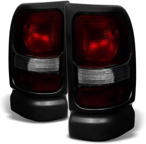 ACANII - For 1994-2001 Dodge Ram 1500 2500 3500 Red Smoke Factory Style Tail Lights Brake Lamps Aftermarket Left+Right Midnight Red V2 in Saudi Arabia
