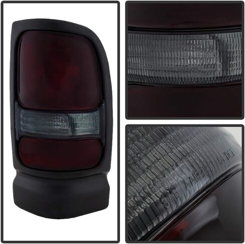 ACANII - For 1994-2001 Dodge Ram 1500 2500 3500 Red Smoke Factory Style Tail Lights Brake Lamps Aftermarket Left+Right Midnight Red V2 in Saudi Arabia