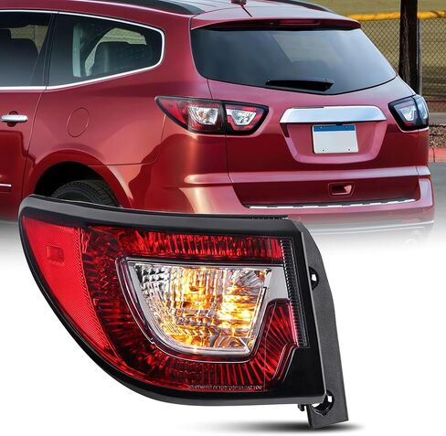 Taillight Assembly Outer Compatible for 2013-2017 Chevrolet Traverse LS LT LTZ Tail lights Rear lamp with Bulbs Compatible for GM2805112 84266020 23301757 Red Clear Lens Black Housing 2PCS in Saudi Arabia