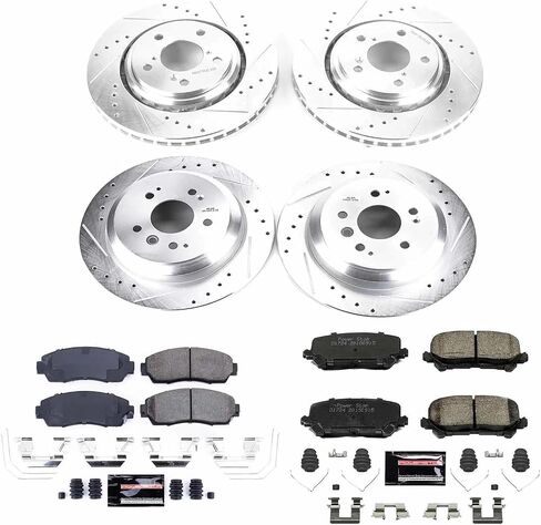 Power Stop K8613, Z23 Front and Rear Brake Kit-Drilled/Slotted Rotors & Carbon Ceramic Brake Pads For Honda Passport 2019-2022 [Model Specific] in Saudi Arabia