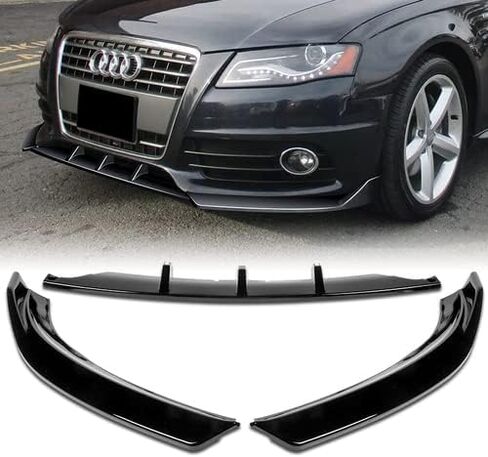 3 Pieces Front Bumper Lip Spoiler Splitter Side Body Kit Trim Protection Compatible with 2009-2012 Audi A4 B8 S-Line, 2010 2011 (Painted Black) in Saudi Arabia