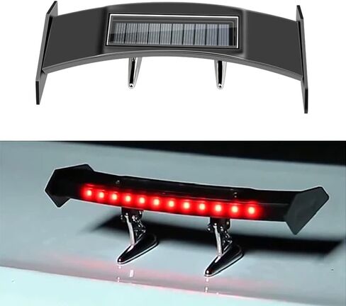 Mini Car Rear Spoiler with Solar Red LED Automotive Lights, High Performance Car Spoiler Universal Fit, Adjustable Spoilers for Cars Tail(6.5") in Saudi Arabia