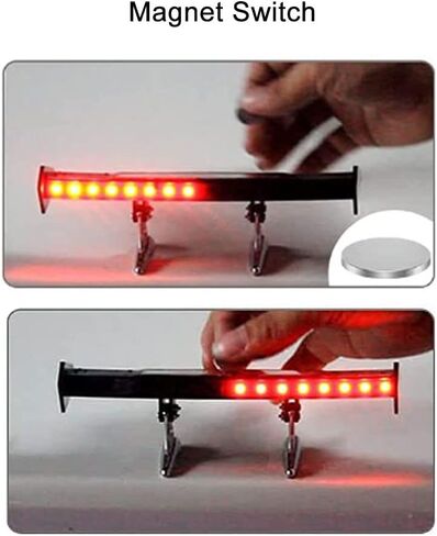 Mini Car Rear Spoiler with Solar Red LED Automotive Lights, High Performance Car Spoiler Universal Fit, Adjustable Spoilers for Cars Tail(6.5") in Saudi Arabia