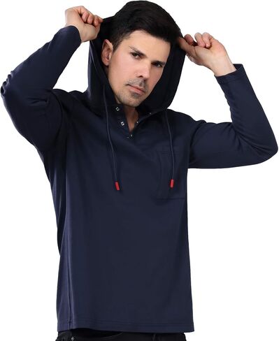 FR Shirts for Men Light Weight, Hooded Welding T Shirt,6.5oz 100% Cotton Long Sleeve Flame Resistant Clothing CAT2 in Saudi Arabia