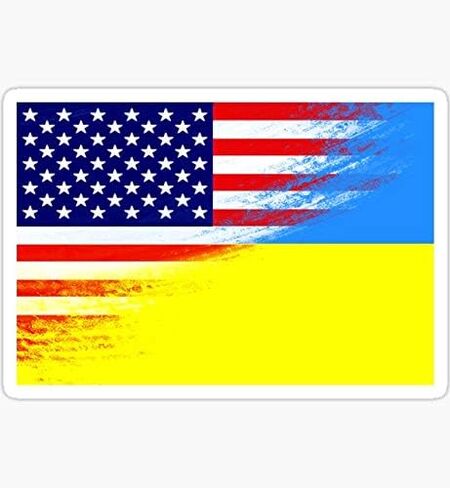 USA Ukraine Flag Ukrainian American Immigrant - Sticker Graphic - Auto, Wall, Laptop, Cell, Truck Sticker for Windows, Cars, Trucks in Saudi Arabia