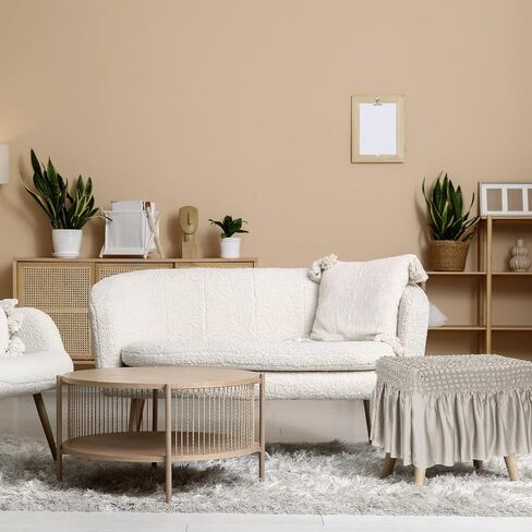 uxcell Bubble Lattice Footstool Cover, Polyester Rectangle Footrest Slipcover with Skirt Footstool Protector for Living Room Bedroom Fit Length 60-100cm/24-39, Cream in Saudi Arabia
