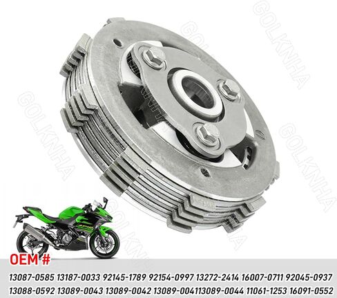 مجموعة القابض والمحور الداخلي المركزي وحشية لوحة الضغط الخارجي المتوافقة مع Ninja 400 EX400 Z400 ER400 2018-2024 OEM# 13087-0585 13187-0033 in Saudi Arabia