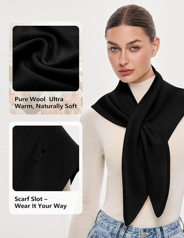 PULI Women's Luxury 100% Wool Triangle Scarf Warm Neck Head Shawl Wraps Winter Fashion Accessories Gift Package in Saudi Arabia