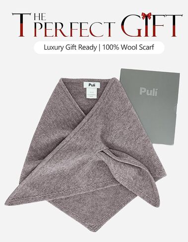PULI Women's Luxury 100% Wool Triangle Scarf Warm Neck Head Shawl Wraps Winter Fashion Accessories Gift Package in Saudi Arabia