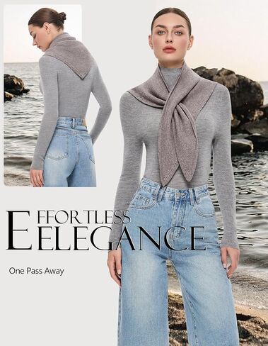 PULI Women's Luxury 100% Wool Triangle Scarf Warm Neck Head Shawl Wraps Winter Fashion Accessories Gift Package in Saudi Arabia