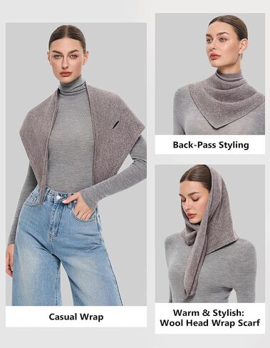 PULI Women's Luxury 100% Wool Triangle Scarf Warm Neck Head Shawl Wraps Winter Fashion Accessories Gift Package in Saudi Arabia
