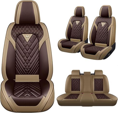 أغطية مقاعد السيارة مناسبة لـ Acura RDX 2007-2025، 5 مقاعد أغطية مقاعد من جلد نابا غير قابلة للانزلاق، متوافقة مع الوسادة الهوائية، واقي مقعد السيارة الرياضي من الداخل الفاخر. (5 مقاعد قياسية، قهوة بيج) in Kuwait