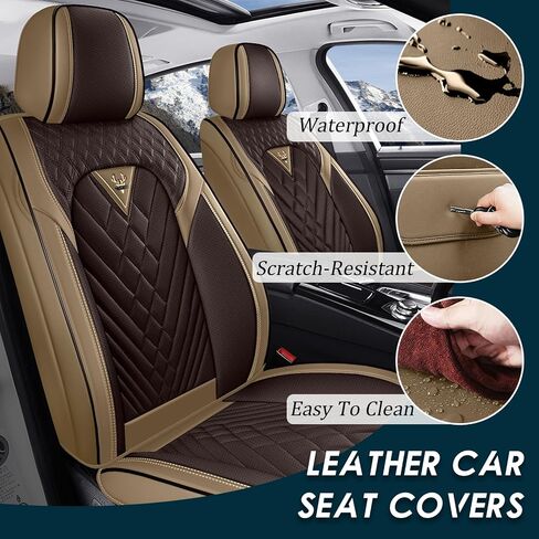 أغطية مقاعد السيارة مناسبة لـ Acura RDX 2007-2025، 5 مقاعد أغطية مقاعد من جلد نابا غير قابلة للانزلاق، متوافقة مع الوسادة الهوائية، واقي مقعد السيارة الرياضي من الداخل الفاخر. (5 مقاعد قياسية، قهوة بيج) in Kuwait