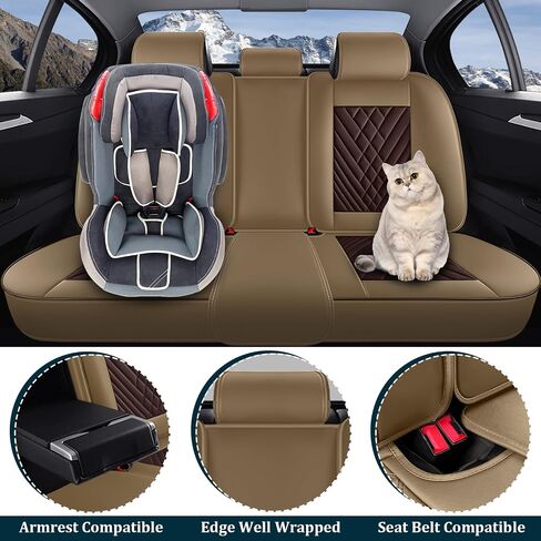 أغطية مقاعد السيارة مناسبة لـ Acura RDX 2007-2025، 5 مقاعد أغطية مقاعد من جلد نابا غير قابلة للانزلاق، متوافقة مع الوسادة الهوائية، واقي مقعد السيارة الرياضي من الداخل الفاخر. (5 مقاعد قياسية، قهوة بيج) in Kuwait
