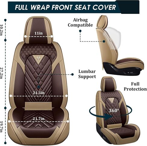 أغطية مقاعد السيارة مناسبة لـ Acura RDX 2007-2025، 5 مقاعد أغطية مقاعد من جلد نابا غير قابلة للانزلاق، متوافقة مع الوسادة الهوائية، واقي مقعد السيارة الرياضي من الداخل الفاخر. (5 مقاعد قياسية، قهوة بيج) in Kuwait