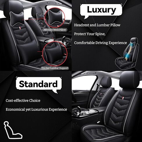 أغطية مقاعد السيارة 7 مقاعد لسيارة Buick Enclave 2008-2025، أغطية وسائد جلدية متينة مقاومة للماء، واقي مقعد بتغطية كاملة قابلة للتنفس (قياسي، أسود) in Kuwait
