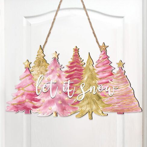 Soaoo Rustic Christmas Door Sign Decor Wooden Farmhouse Christmas Tree Hanging Sign Vintage Xmas Front Door Decor Wood Welcome Sign Christmas Tree Door Hanger for Home Wall Indoor Outdoor Decoration in Kuwait