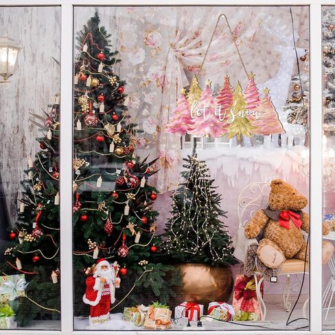 Soaoo Rustic Christmas Door Sign Decor Wooden Farmhouse Christmas Tree Hanging Sign Vintage Xmas Front Door Decor Wood Welcome Sign Christmas Tree Door Hanger for Home Wall Indoor Outdoor Decoration in Kuwait