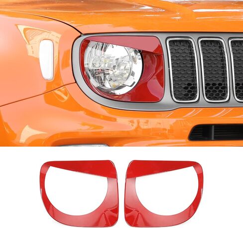 CheroCar Headlight Trim Cover Headlight Bezels Head Lamp Ring for 2019-2021 Jeep Renegade,Red… in Saudi Arabia