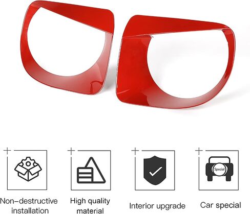 CheroCar Headlight Trim Cover Headlight Bezels Head Lamp Ring for 2019-2021 Jeep Renegade,Red… in Saudi Arabia