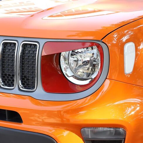 CheroCar Headlight Trim Cover Headlight Bezels Head Lamp Ring for 2019-2021 Jeep Renegade,Red… in Saudi Arabia