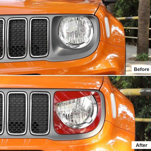 CheroCar Headlight Trim Cover Headlight Bezels Head Lamp Ring for 2019-2021 Jeep Renegade,Red… in Saudi Arabia