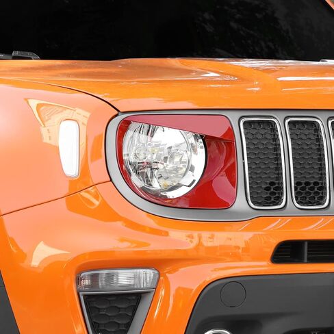 CheroCar Headlight Trim Cover Headlight Bezels Head Lamp Ring for 2019-2021 Jeep Renegade,Red… in Saudi Arabia