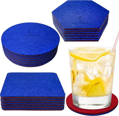A&A Wonders Premium Felt Coasters for Drink, Absorbent Felt Protects Furniture, Table, Anti Slip, Absorbent, Suitable for Drinks & All Table Types (Light Gray/Dark Gray, Square 18 Pack) in Saudi Arabia