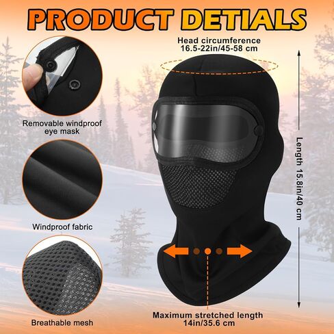 Geyoga Balaclava Face Ski Mask with Windproof Goggles for Men Women Fleece Winter Breathable Thermal Face Cover for Cold Weather Skiing Motorcycle Cycling Snowboarding Outdoor Work in Saudi Arabia