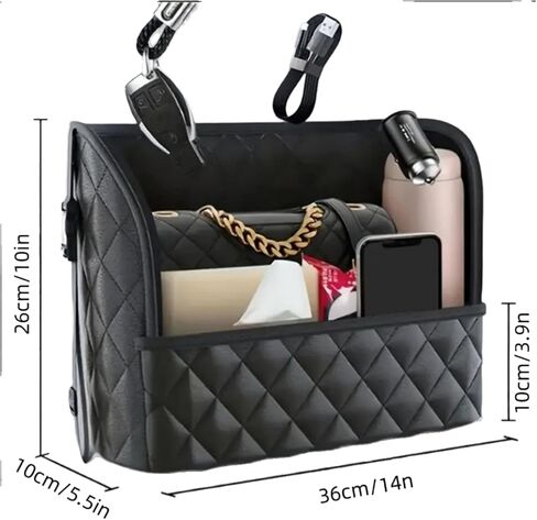 Car Handbag Holder, Upgraded Version Luxury Leather Seat Back Organizer Mesh Large Capacity Bag Automotive Goods Storage Pocket Seat Crevice Net in Saudi Arabia