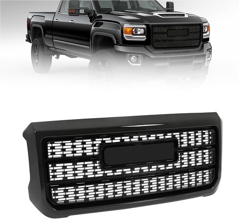 شبكة المصد الأمامي KUAFU متوافقة مع 2015-2019 GMC Sierra 2500HD 3500HD استبدال لـ 84542600 Bumper Guard Grill مع شعار ABS بلاستيك كروم فضي in Saudi Arabia