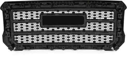 شبكة المصد الأمامي KUAFU متوافقة مع 2015-2019 GMC Sierra 2500HD 3500HD استبدال لـ 84542600 Bumper Guard Grill مع شعار ABS بلاستيك كروم فضي in Saudi Arabia