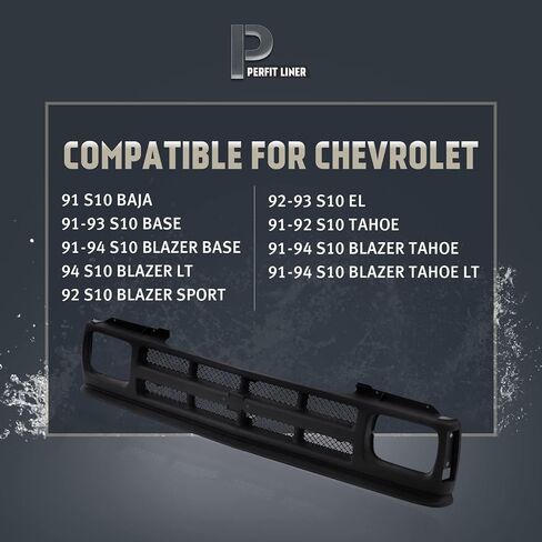 قطع غيار جديدة من Perfit Liner شواية أمامية علوية سوداء متوافقة مع 1991-1994 شيفروليه S10 بيك اب شاحنة S10 بليزر SUV تناسب GM1200143 12384611 in Saudi Arabia