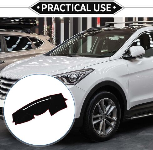 Dash Cover Compatible for Hyundai Veracruz 2007-2012, Non-Slip Dash Cover Mat Polyester Black Front Dash Cover Mat in Kuwait