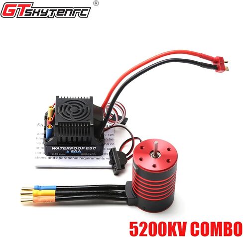 محرك GoolRC 3650 بدون فرش وESC، مجموعة محرك بدون فرش RC ESC مع محرك بدون فرش 3100 كيلو فولت وقابس 60 أمبير ESC T لألعاب سيارات RC 1/8 مناسبة لعشاق التعديل in Saudi Arabia
