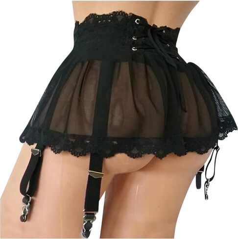 Sexy Lingerie for Women Bandage Dress Lace Mesh Garter Belt Suspenders Stockings Female Skirt in Kuwait