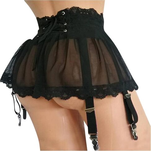 Sexy Lingerie for Women Bandage Dress Lace Mesh Garter Belt Suspenders Stockings Female Skirt in Kuwait
