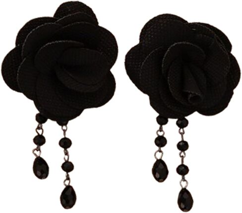 Gothic Lace Flower Earrings for Women,Vintage Red Black Rose Flower Earrings Punk Style Crystal Tassel Lace Earring Mysterious Witch Halloween Jewelry Costume in Saudi Arabia