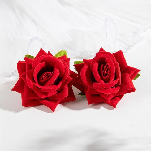 Gothic Lace Flower Earrings for Women,Vintage Red Black Rose Flower Earrings Punk Style Crystal Tassel Lace Earring Mysterious Witch Halloween Jewelry Costume in Saudi Arabia