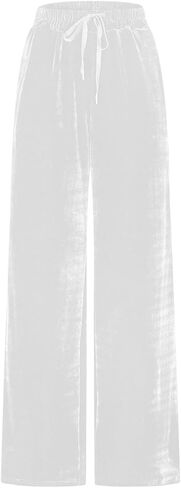 Sinzelimin Womens Sweatpants Dressy Casual Pants Fashion Solid Color Velvet Soft Comfy Loose Comfy Wide Leg Trouser in Saudi Arabia